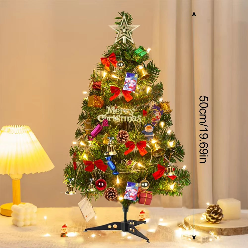 50Cm Christmas Tree Set Christmas Decor with Lights Desktop Mini Christmas Tree Ornaments New Year Party Decoration Gift Navidad