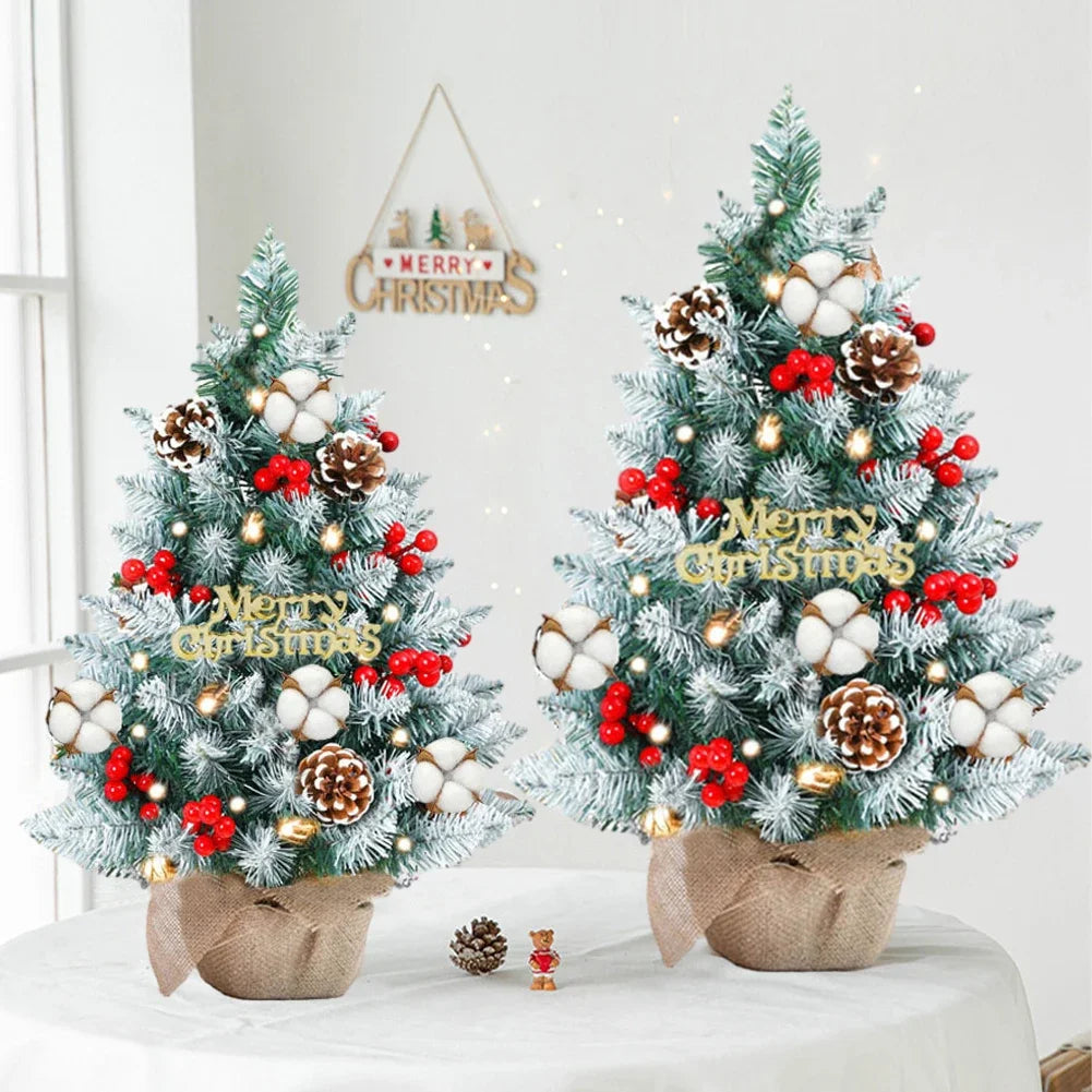 50Cm Christmas Tree Set Christmas Decor with Lights Desktop Mini Christmas Tree Ornaments New Year Party Decoration Gift Navidad