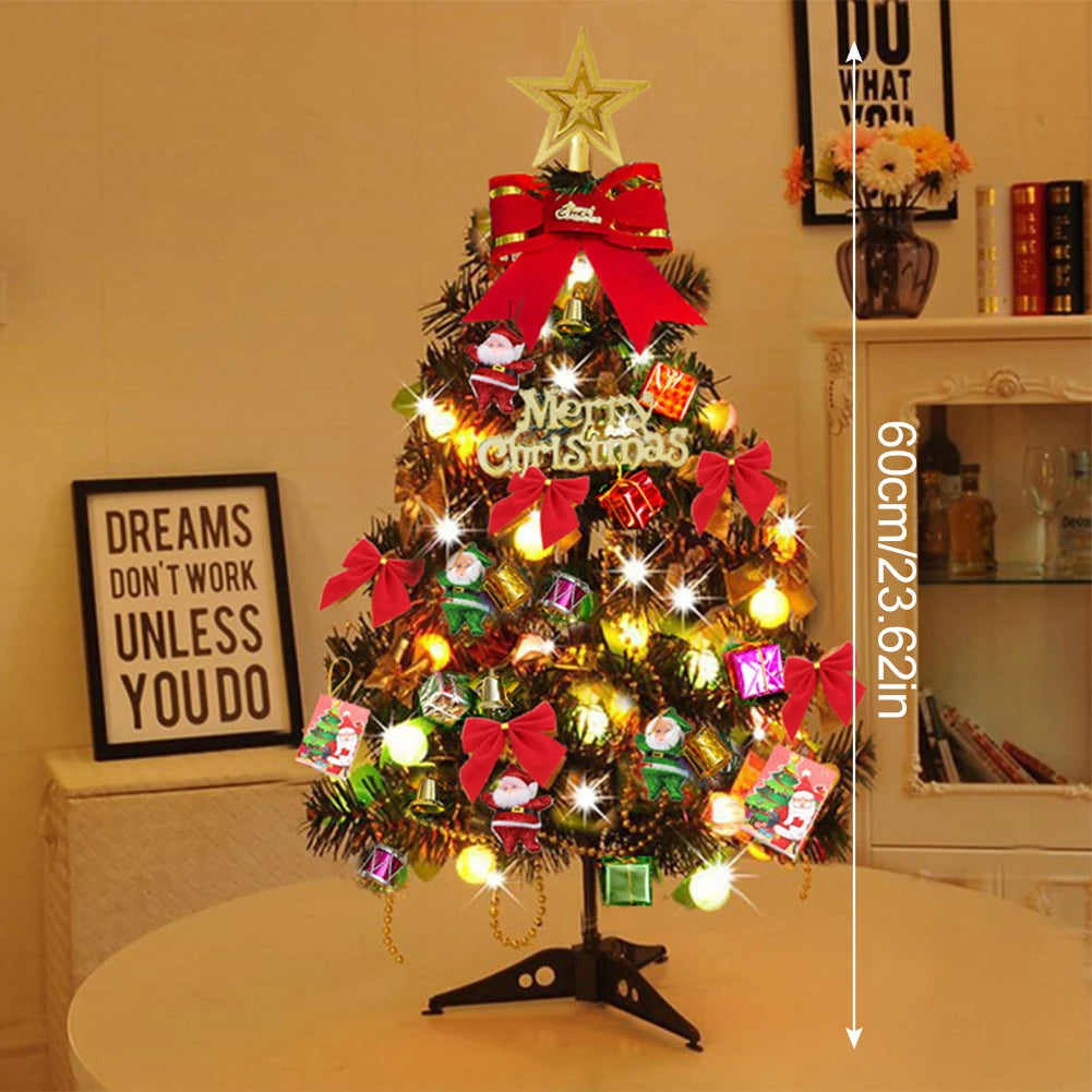 50Cm Christmas Tree Set Christmas Decor with Lights Desktop Mini Christmas Tree Ornaments New Year Party Decoration Gift Navidad